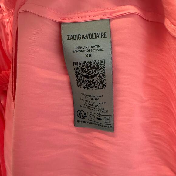 Zadig & Voltaire Realine Satin Mini Dress Pink Ruched Party Style NWT $798 - Picture 5 of 8